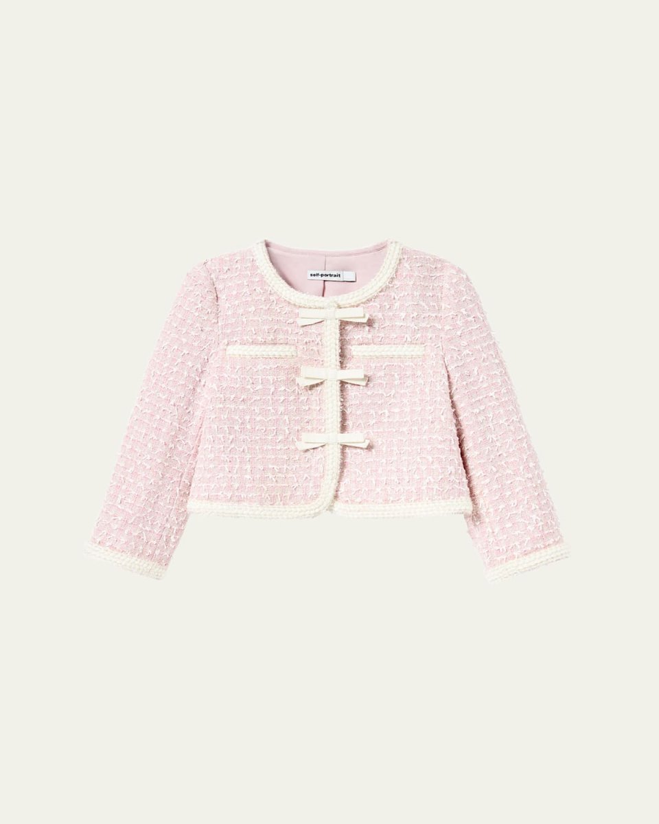 Girl's Bow Boucle Jacket, Size 3T-12